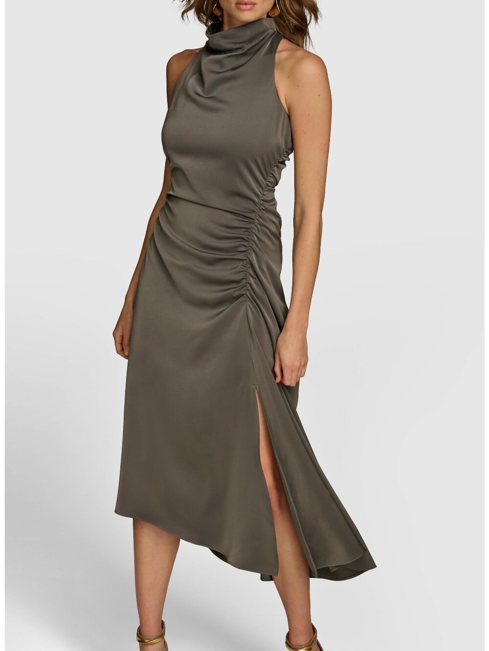Donna Karan Slate Blue High-Low Halter Dress size 2